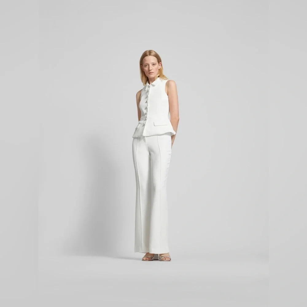 Self-Portrait Button up vest top sleeveless with placket in white